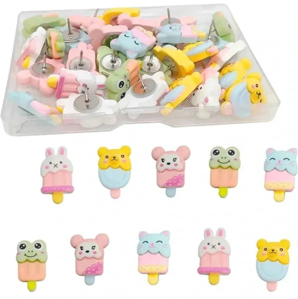 30 pcs Ice Cream Push Pins Cute Thumbtacks Decorative Pushpins for Cork Board Ph